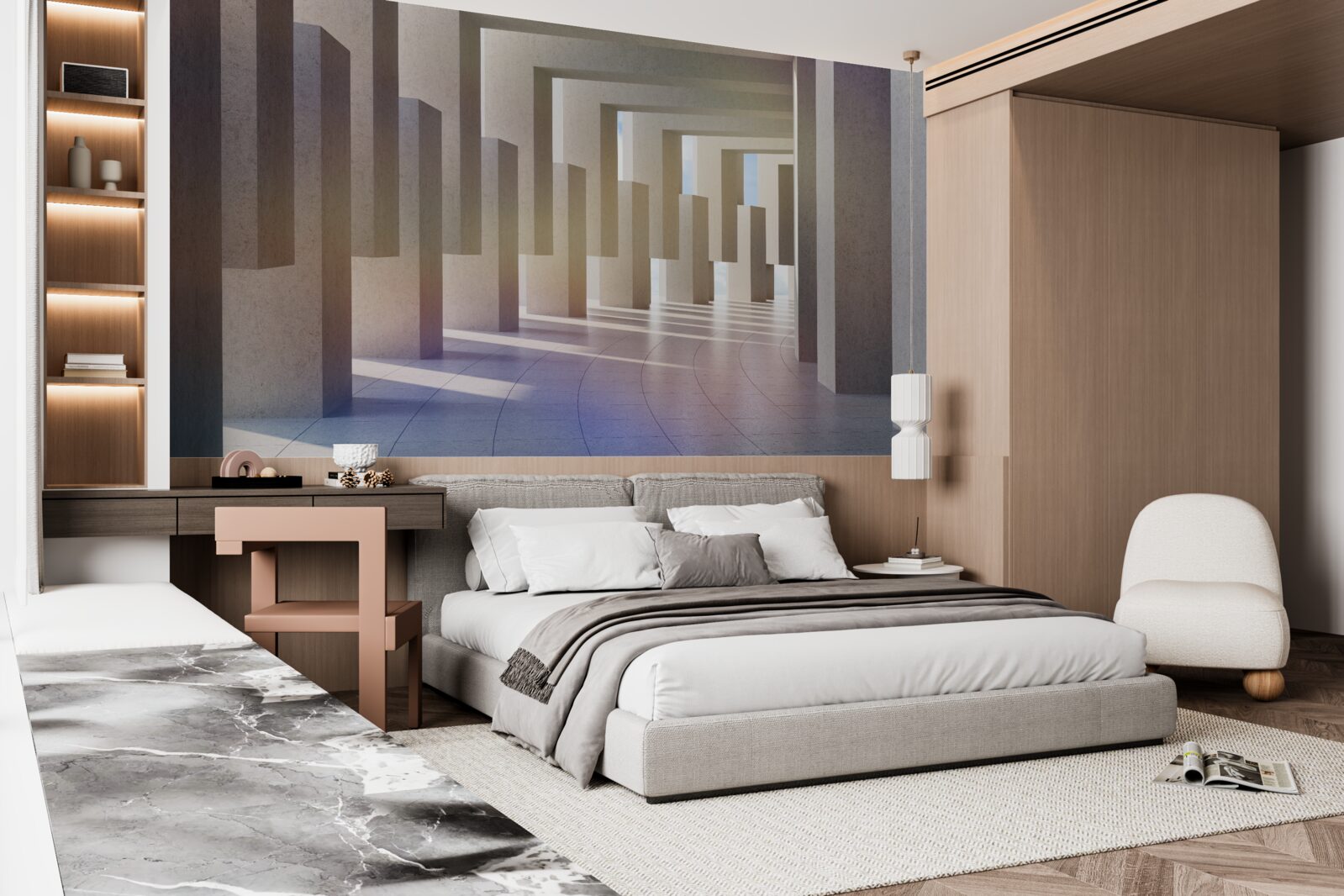 Fotobehang een tunnel met bogen die tot in het oneindige reiken