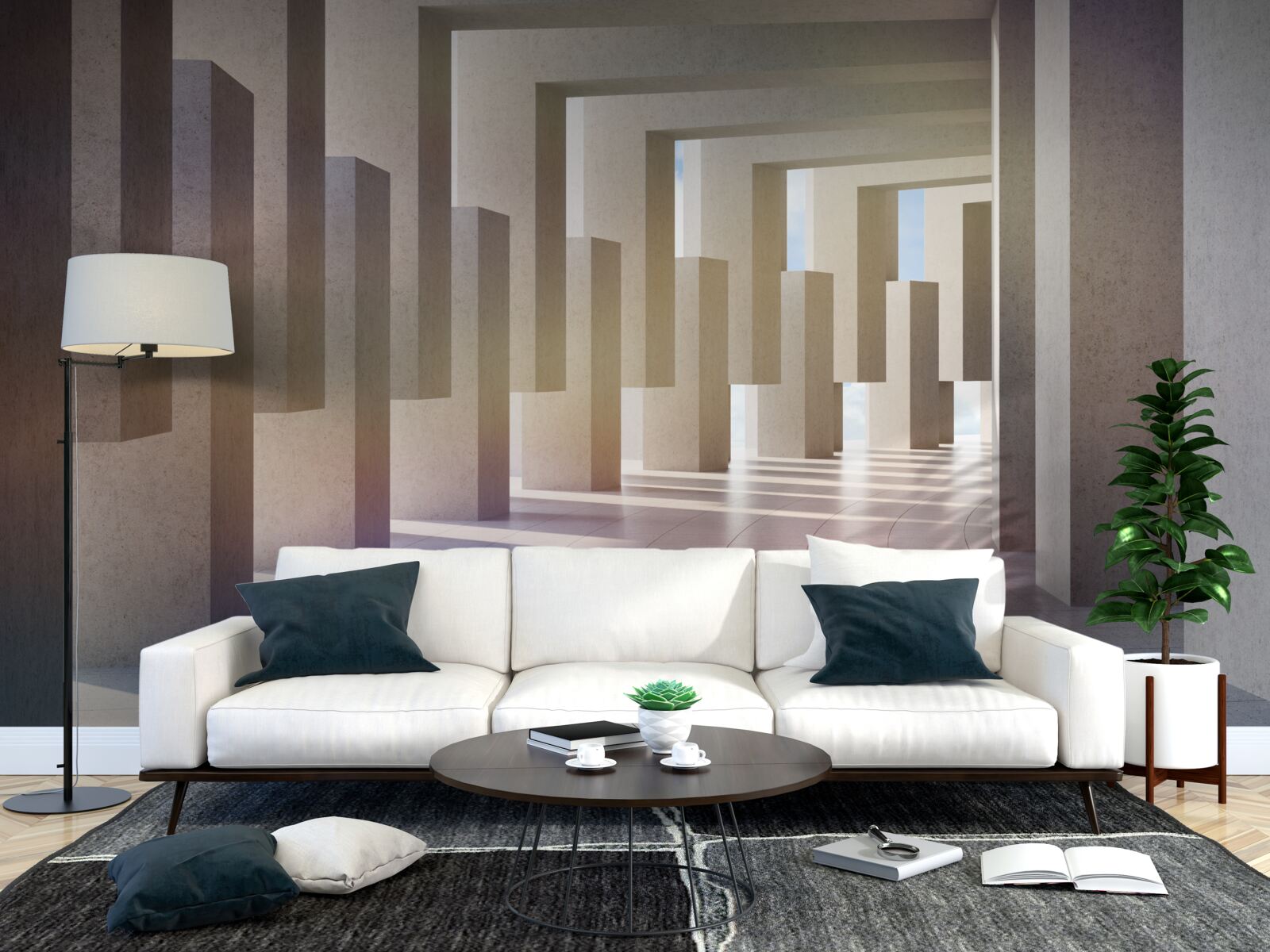 Fotobehang een tunnel met bogen die tot in het oneindige reiken