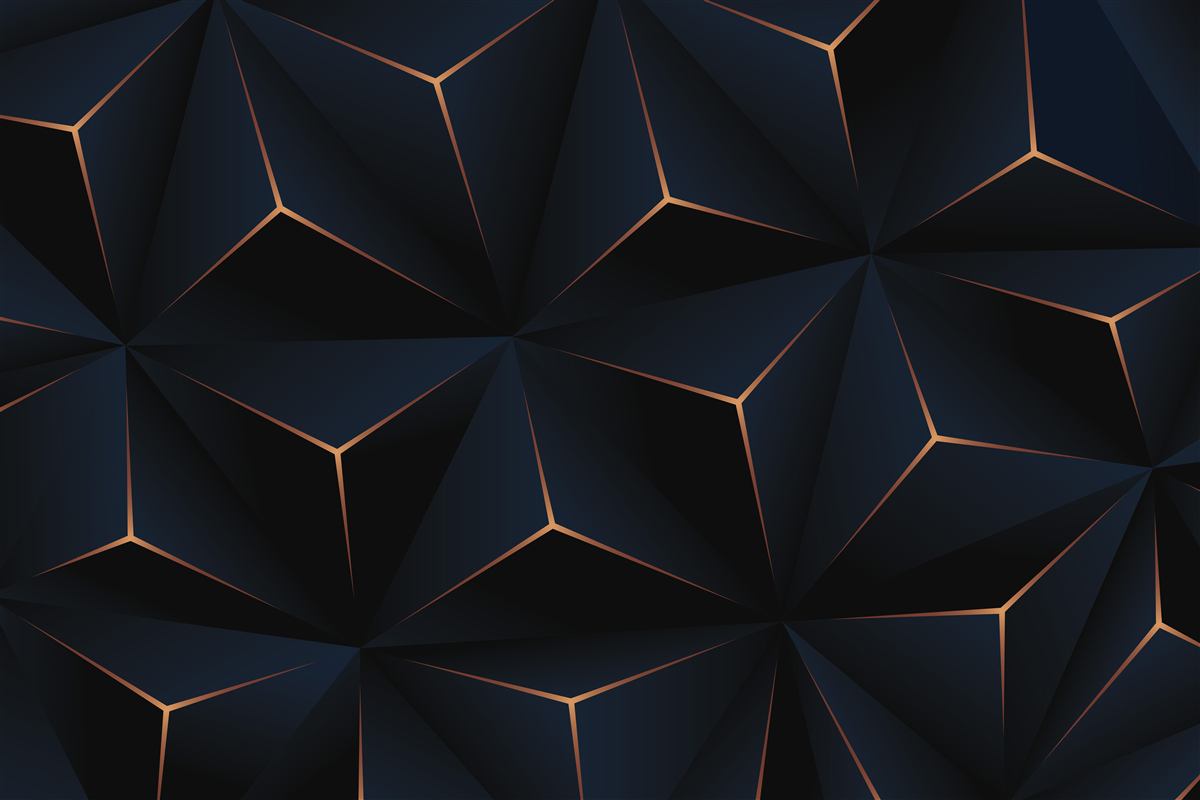 Fotobehang volumetrische zwarte piramides met gouden randen