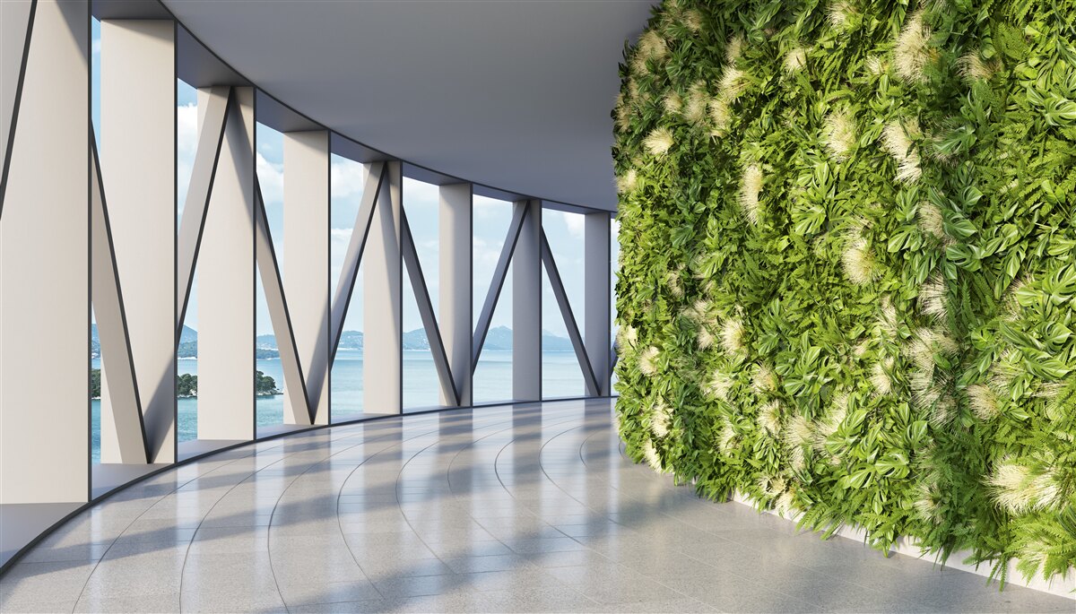 Fotobehang lichtgroene roterende gang