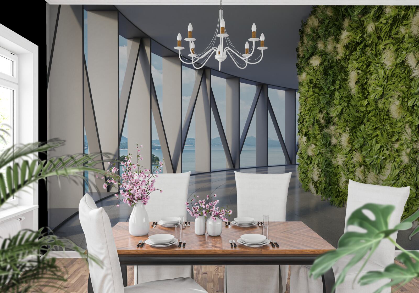 Fotobehang lichtgroene roterende gang