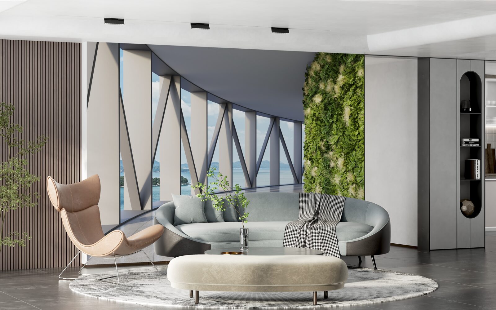 Fotobehang lichtgroene roterende gang