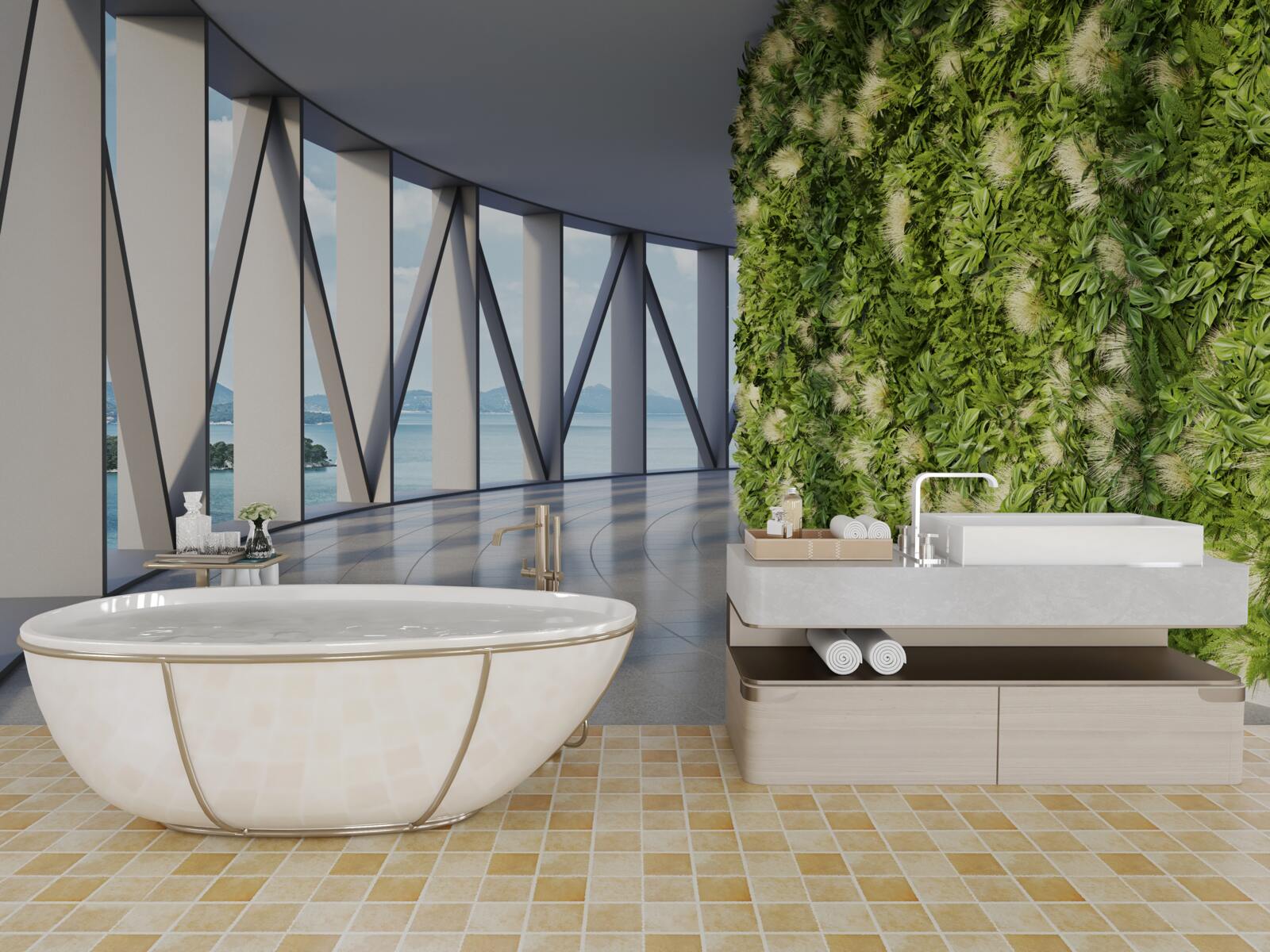 Fotobehang lichtgroene roterende gang