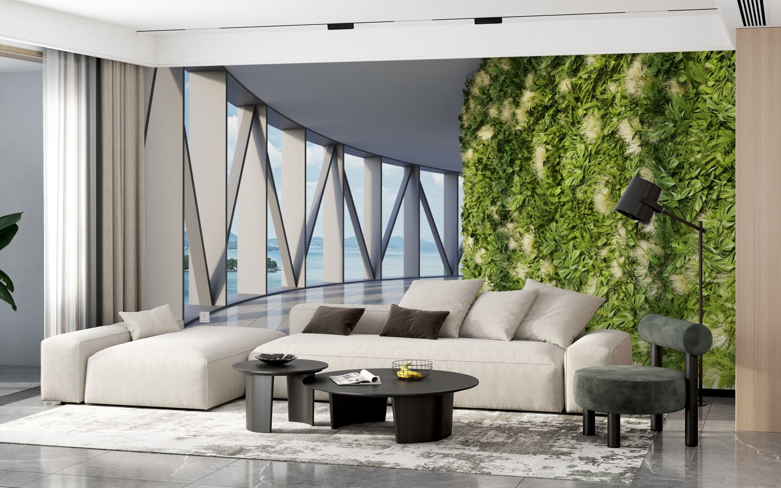 Fotobehang lichtgroene roterende gang