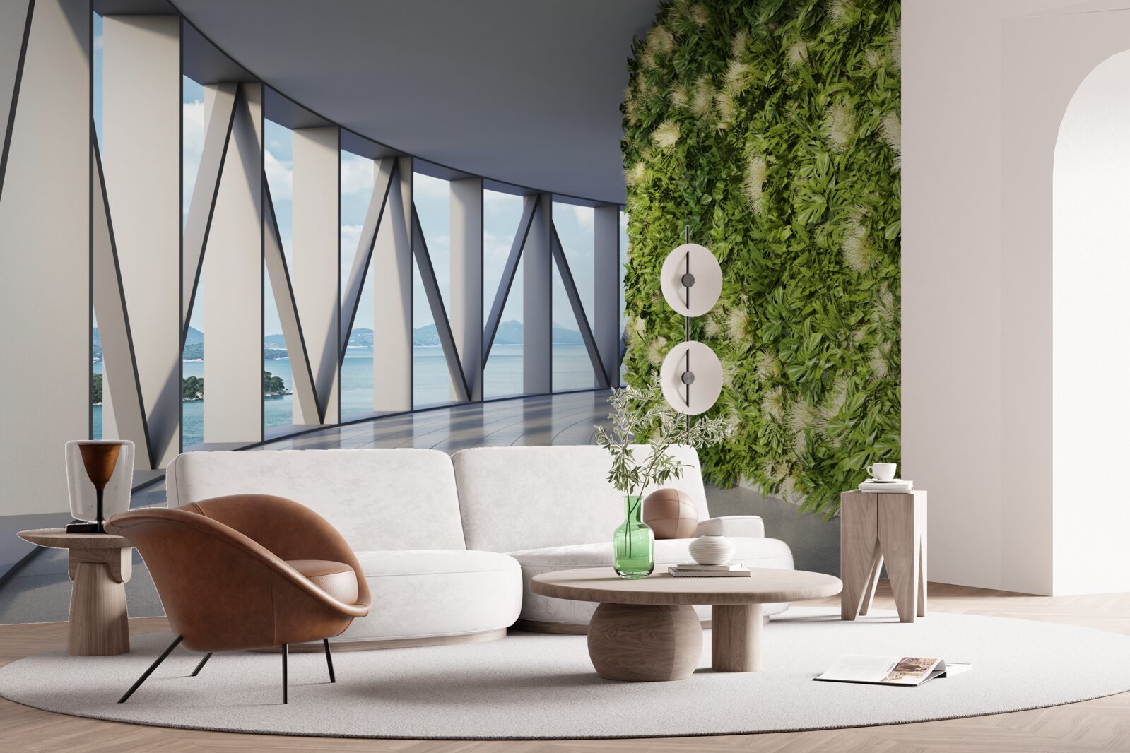 Fotobehang lichtgroene roterende gang