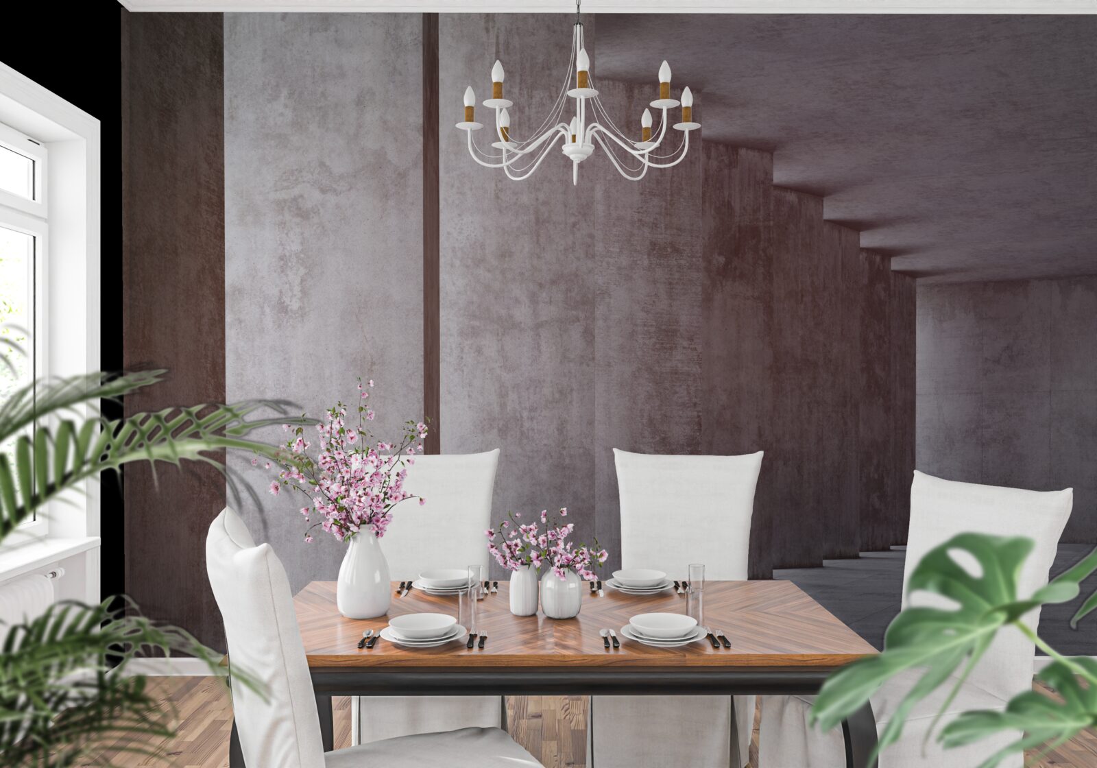 Fotobehang lichte zuilengalerij zonder rondingen