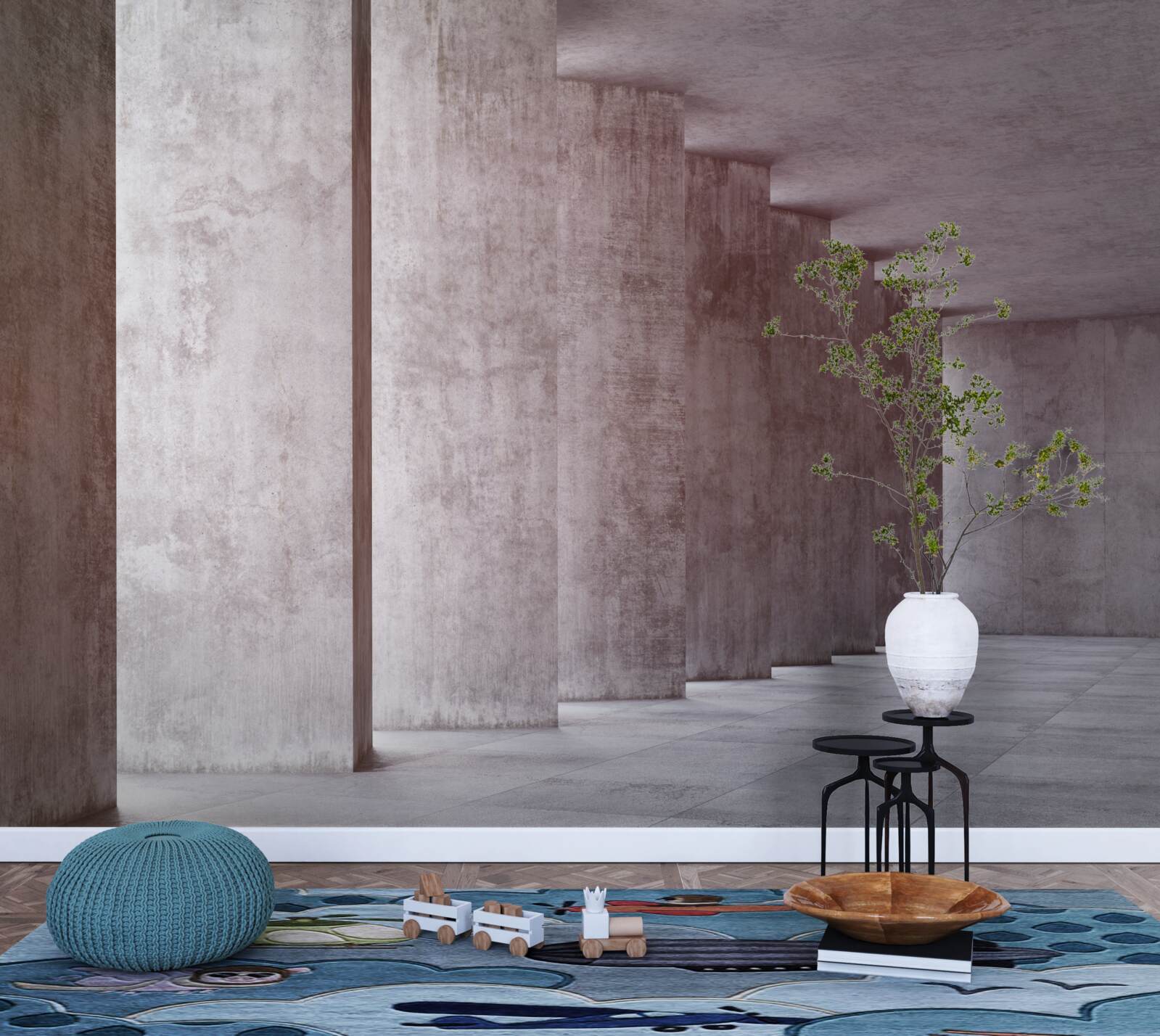 Fotobehang lichte zuilengalerij zonder rondingen