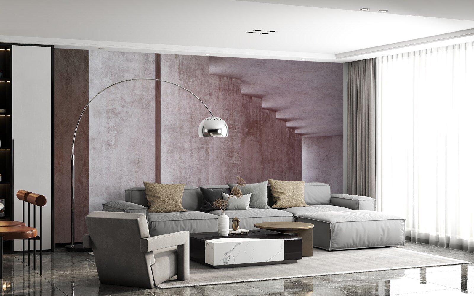 Fotobehang lichte zuilengalerij zonder rondingen