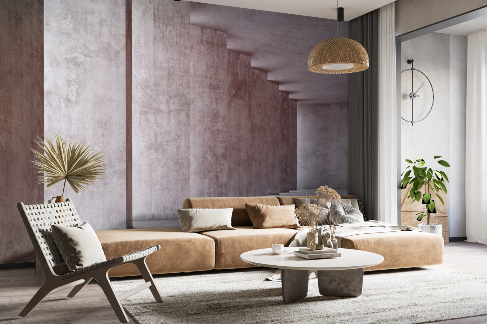 Fotobehang lichte zuilengalerij zonder rondingen