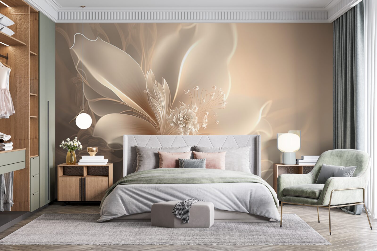 Fotobehang elegante witte bloem