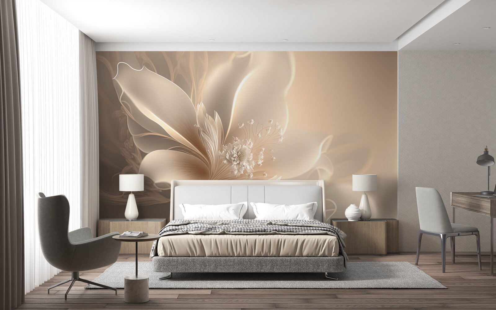 Fotobehang elegante witte bloem