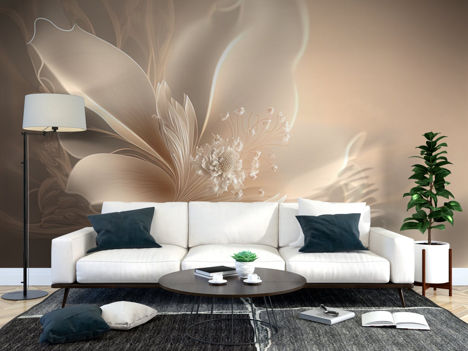 Fotobehang elegante witte bloem