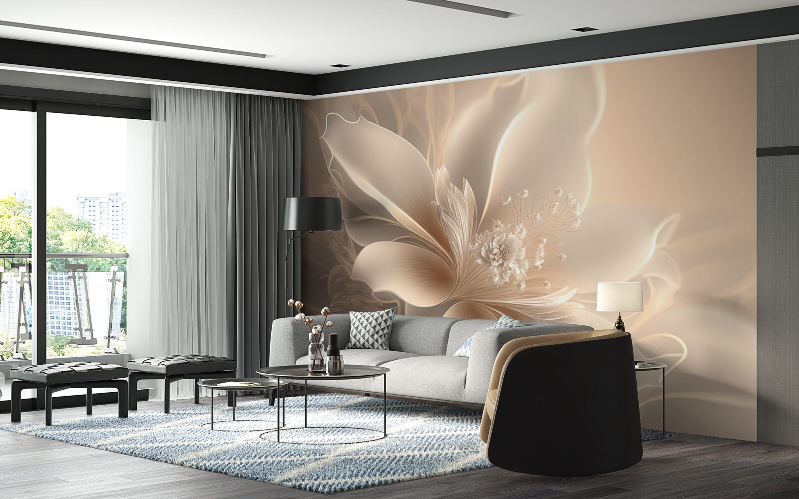 Fotobehang elegante witte bloem