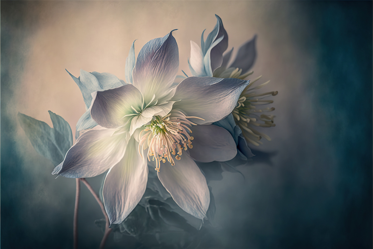 Fotobehang zachte knop in witte en blauwe tinten