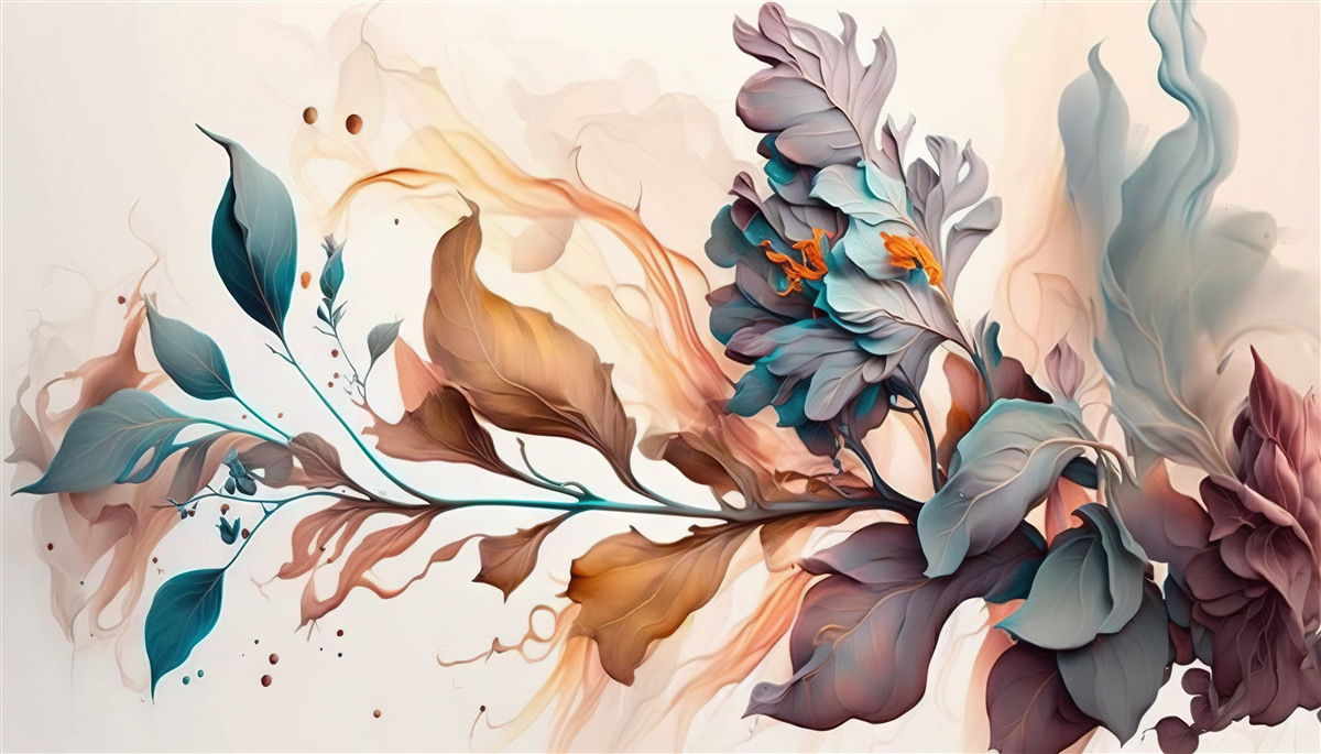 Fotobehang herfsttak gekleurd met bladeren