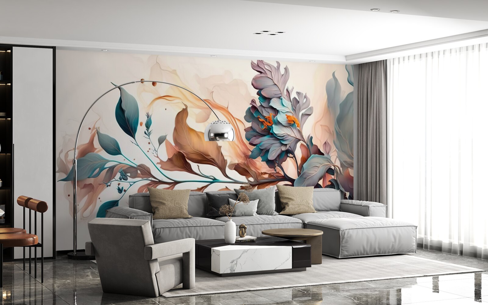 Fotobehang herfsttak gekleurd met bladeren