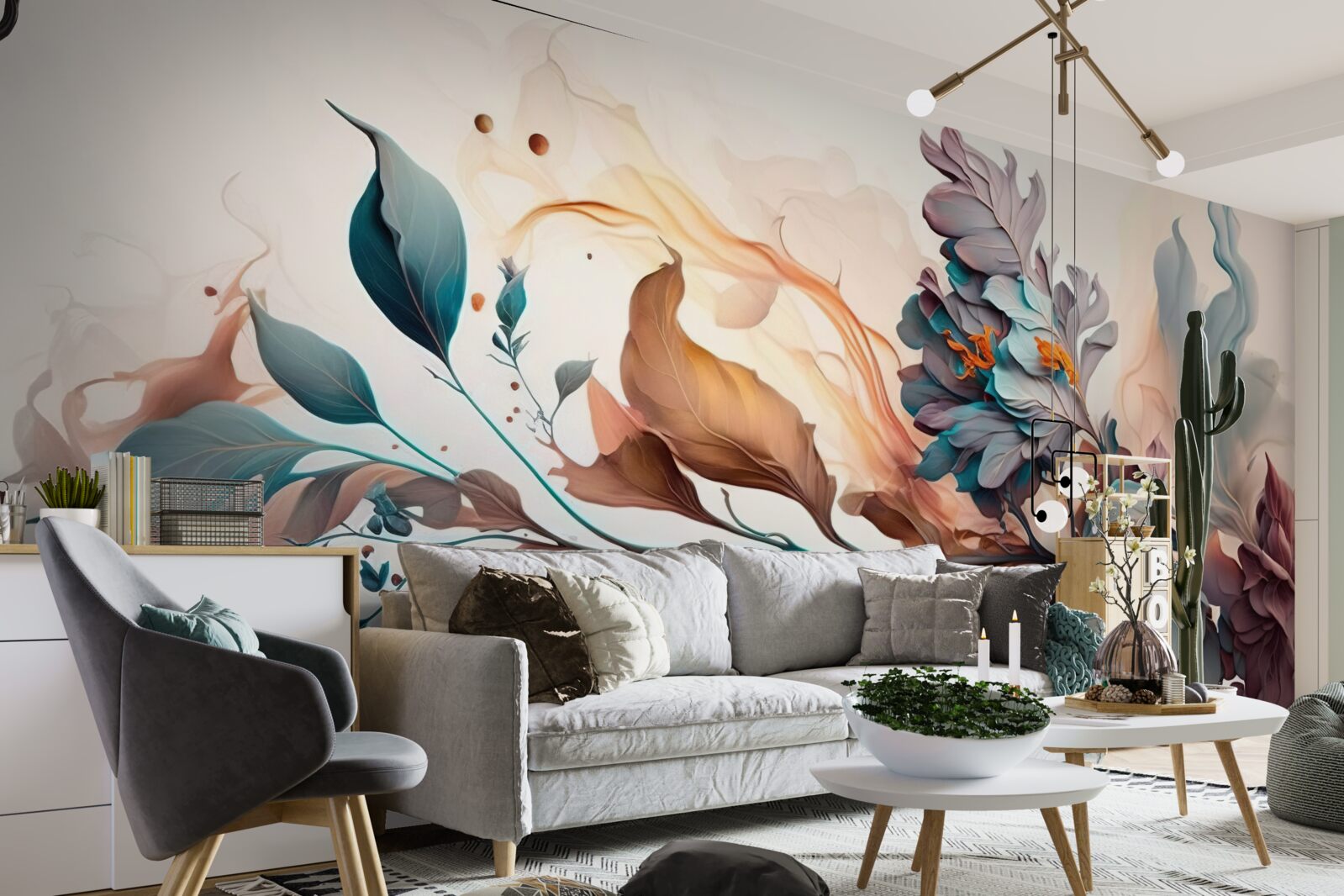 Fotobehang herfsttak gekleurd met bladeren