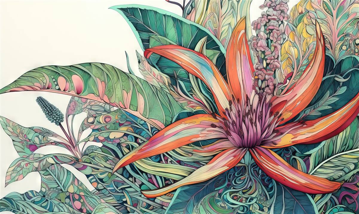 Fotobehang open knop van een agressieve plant