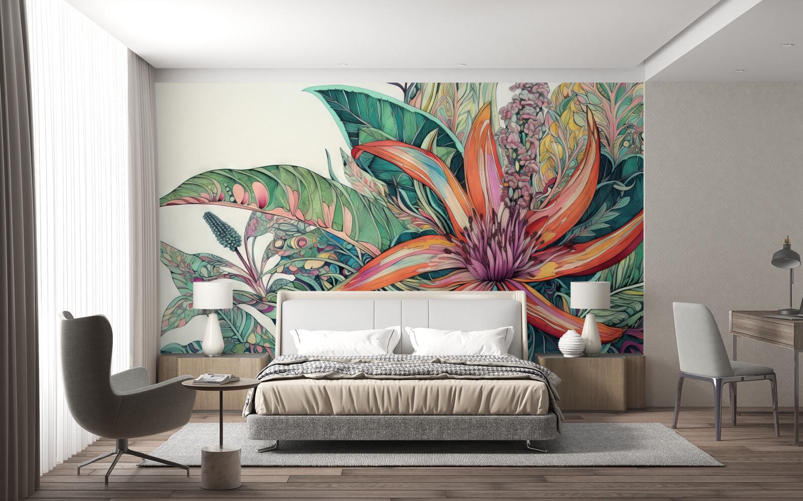 Fotobehang open knop van een agressieve plant