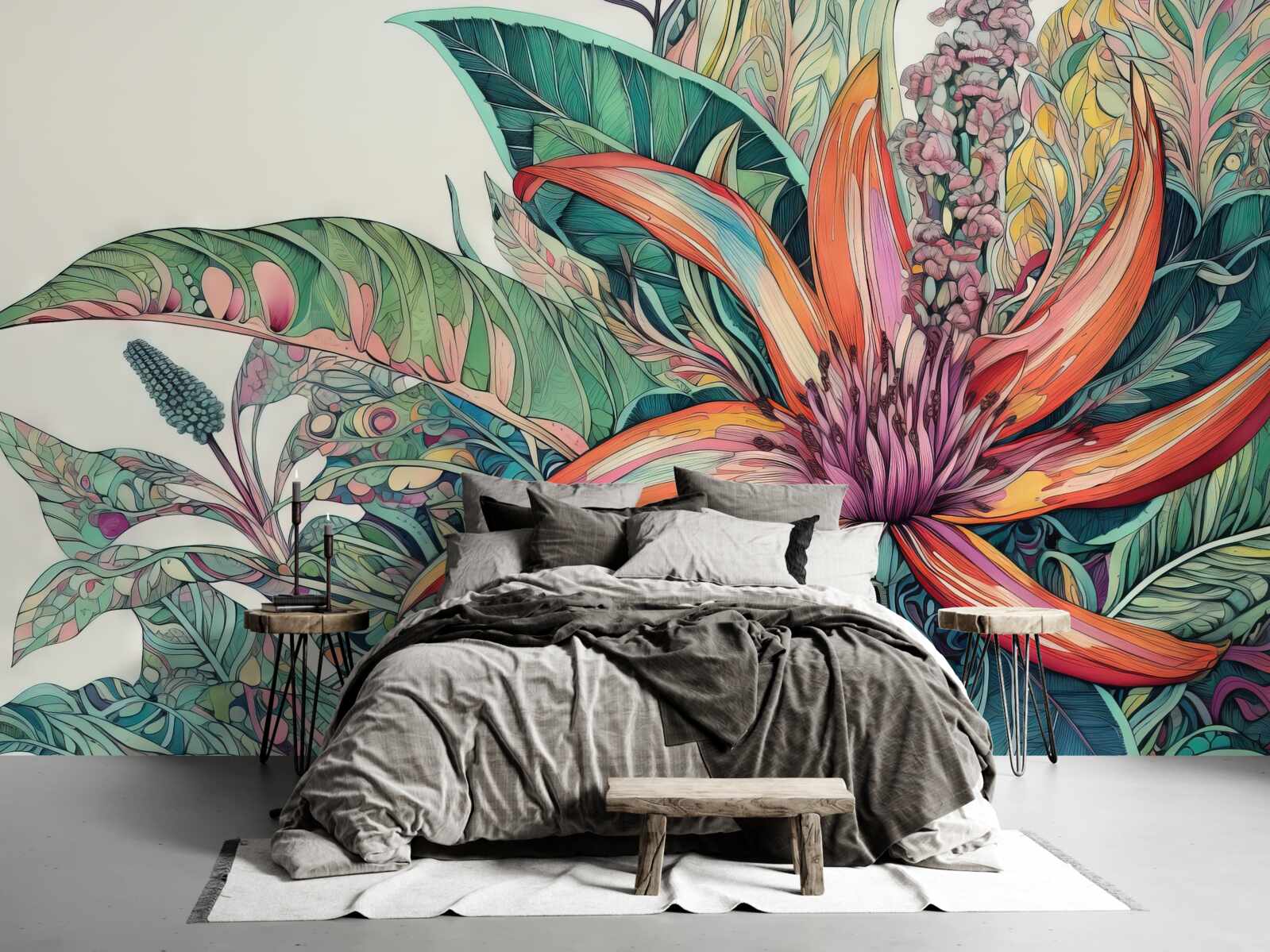 Fotobehang open knop van een agressieve plant