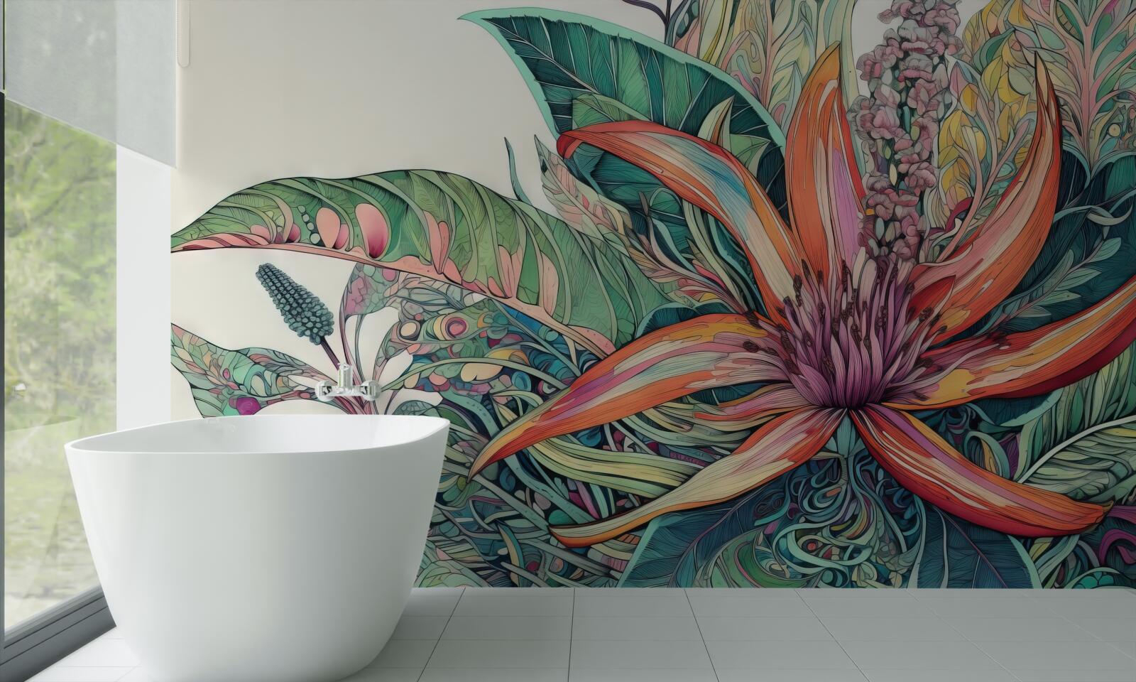 Fotobehang open knop van een agressieve plant