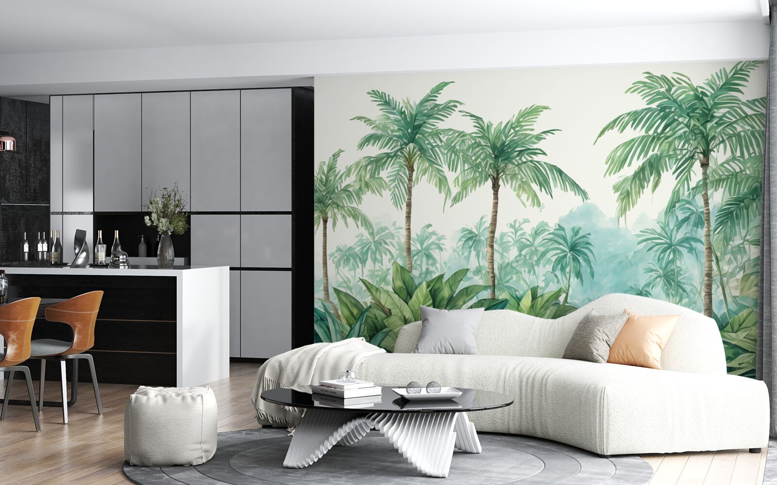 Fotobehang tropische palmen in de regen