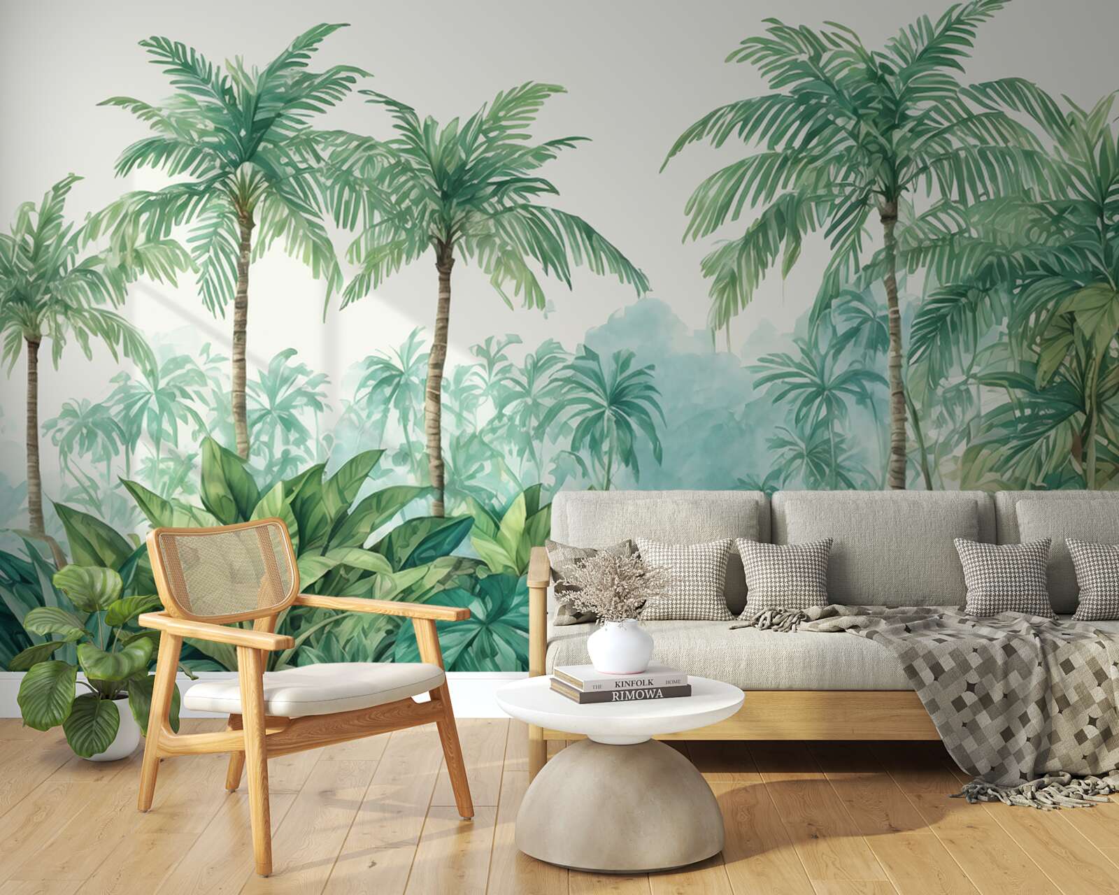 Fotobehang tropische palmen in de regen