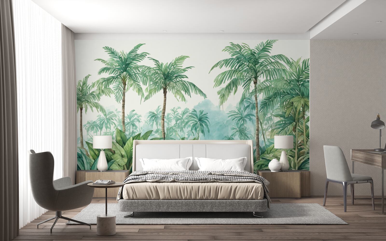 Fotobehang tropische palmen in de regen