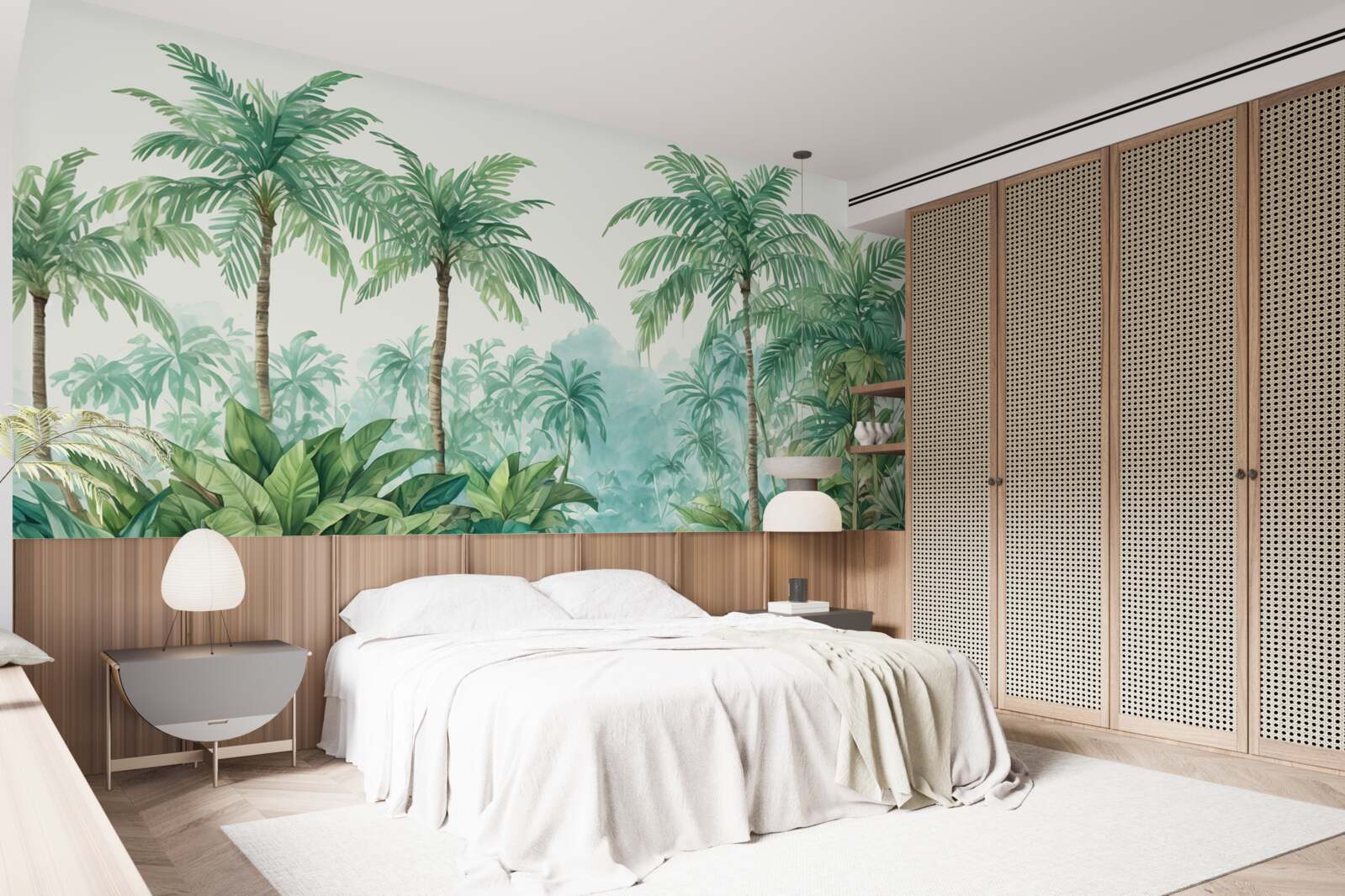 Fotobehang tropische palmen in de regen