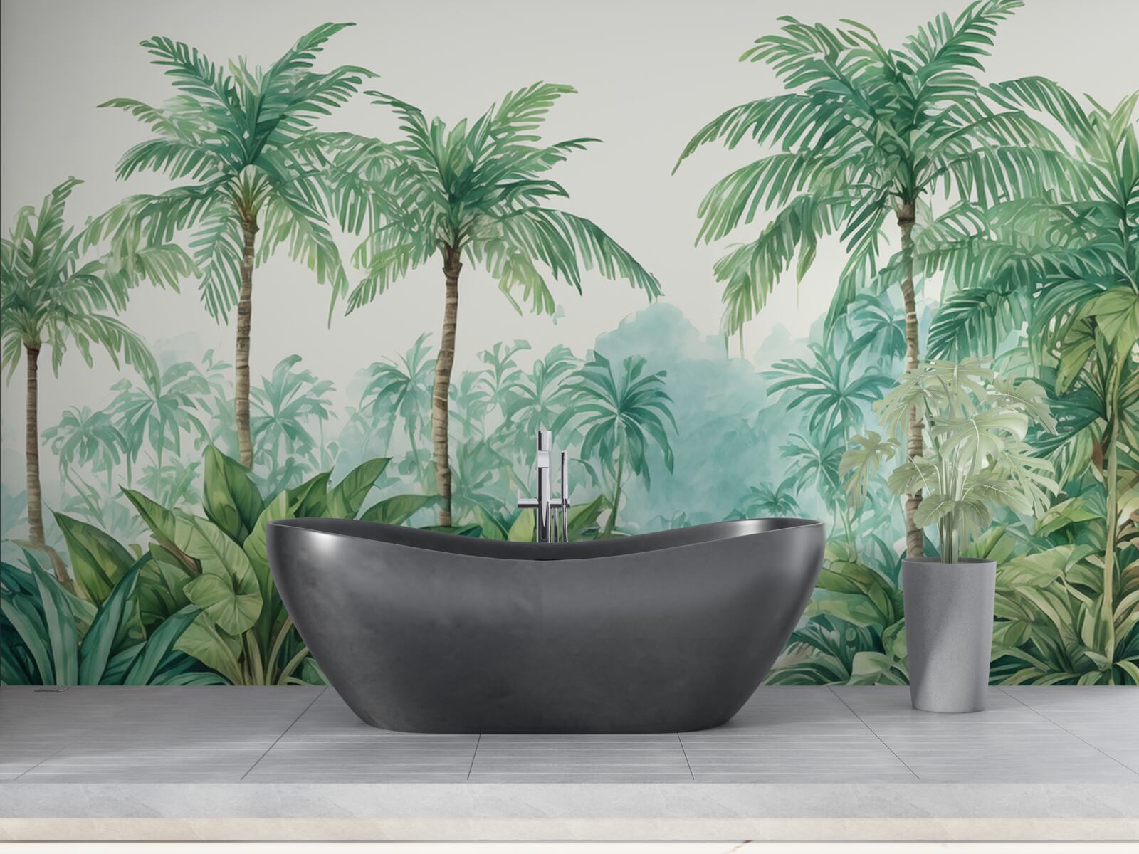 Fotobehang tropische palmen in de regen