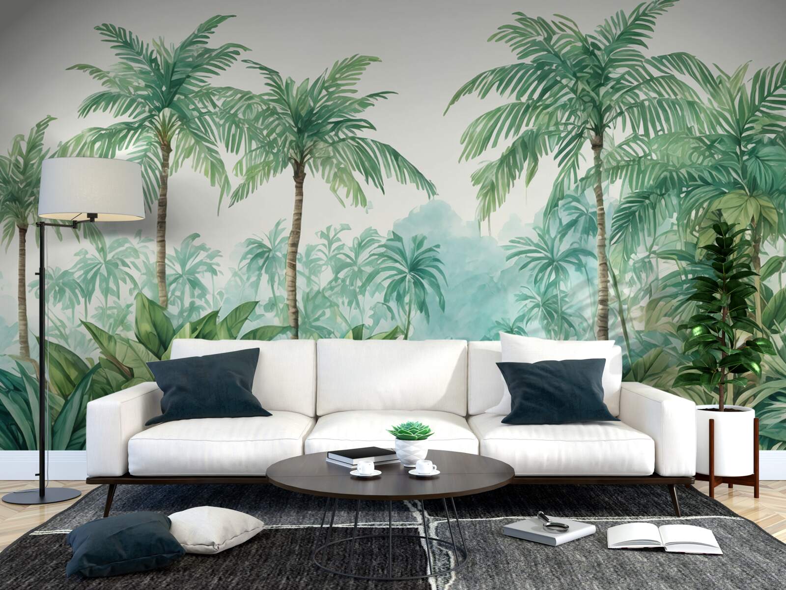 Fotobehang tropische palmen in de regen