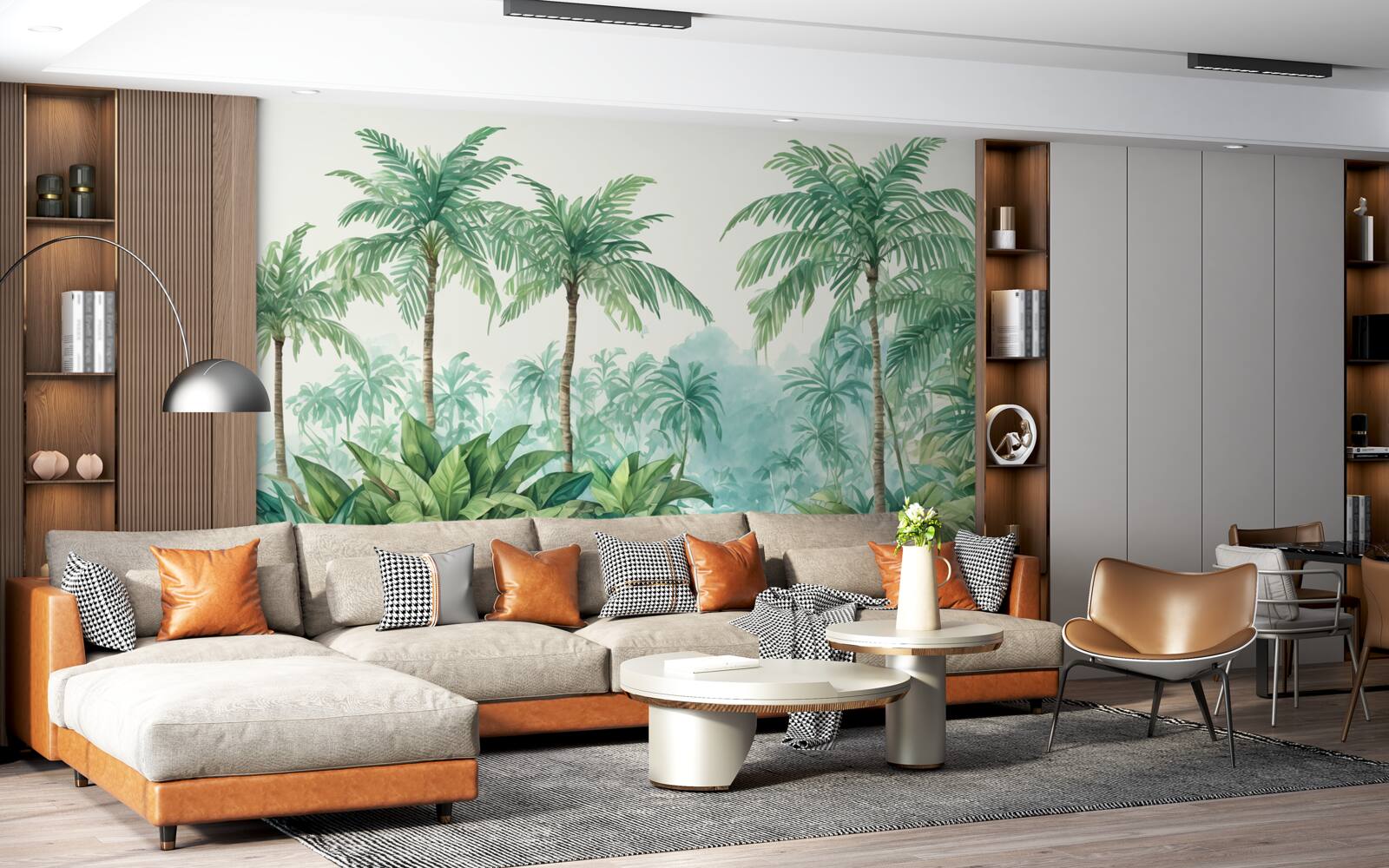 Fotobehang tropische palmen in de regen