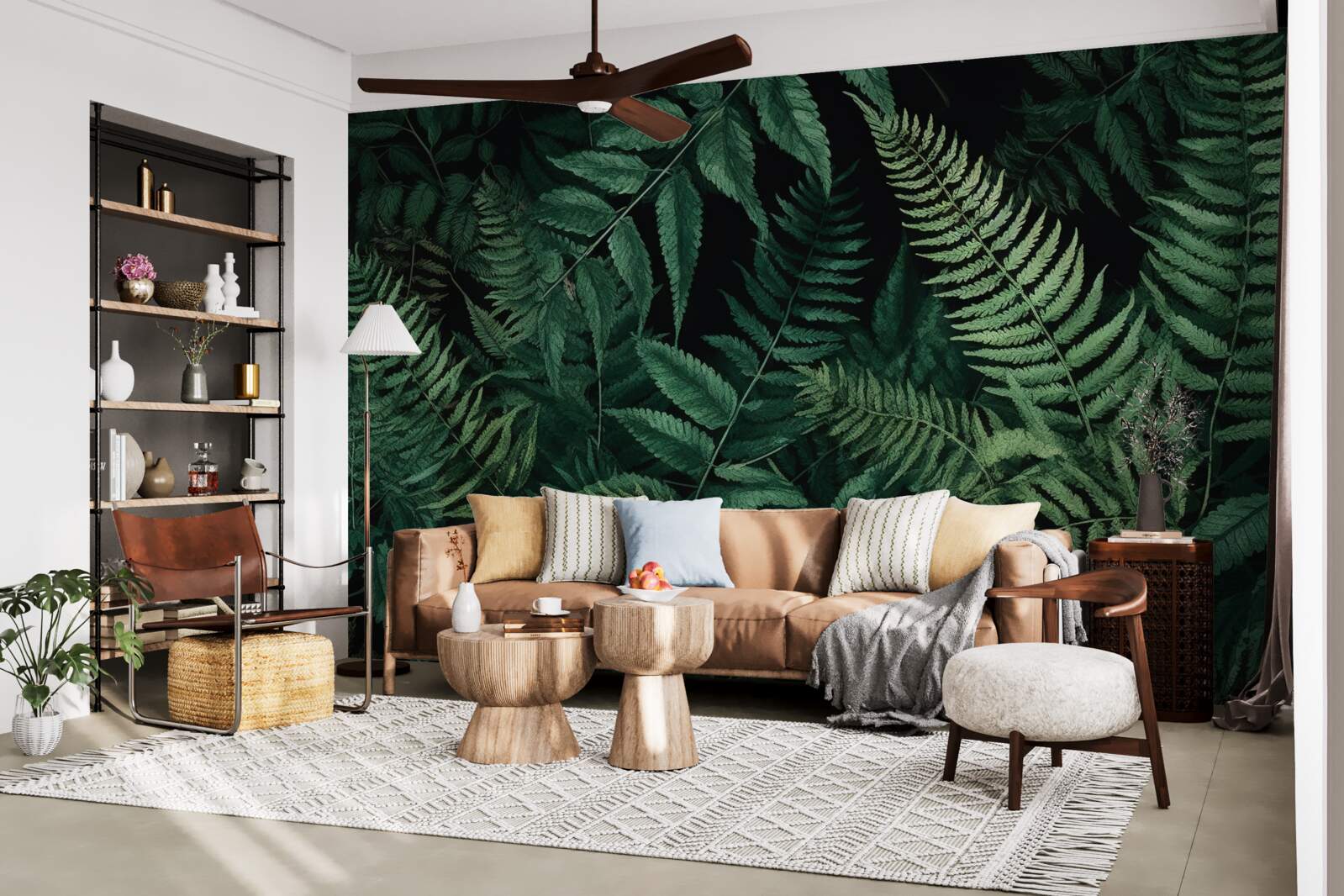 Fotobehang 's nachts wiegen de varenblaadjes gemakkelijk