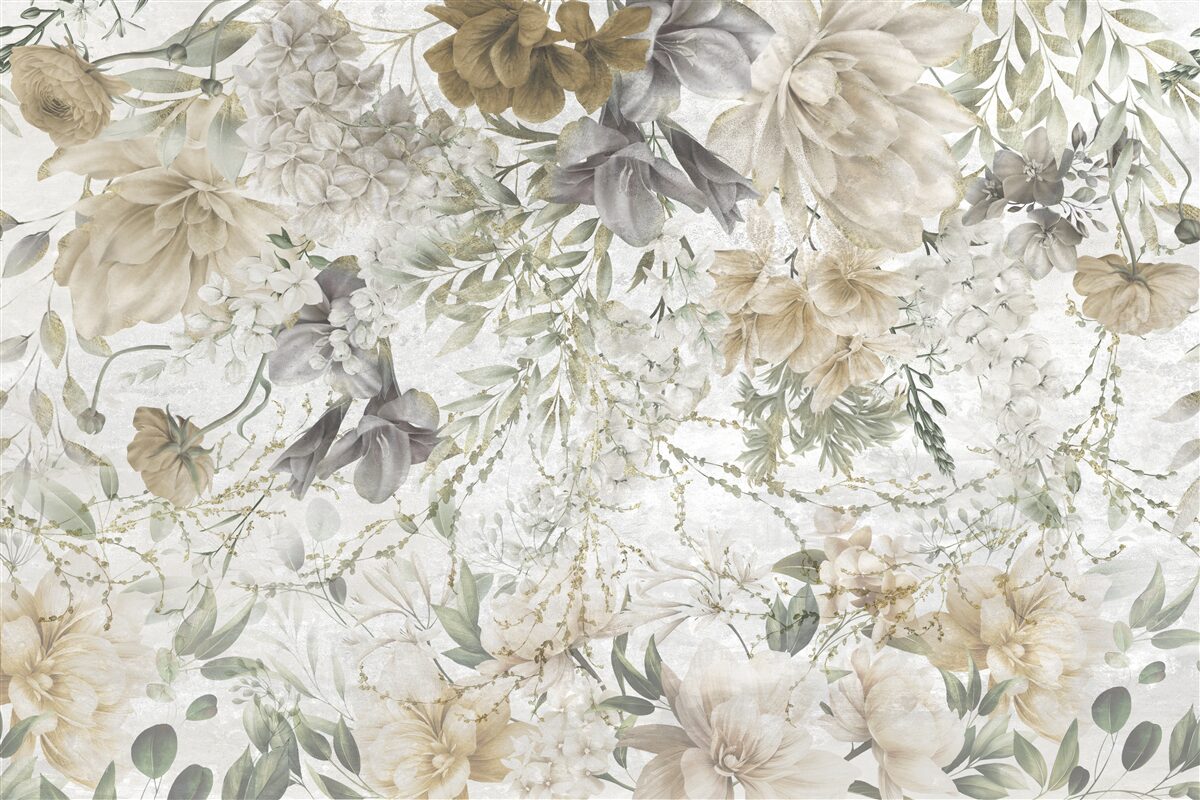 Fotobehang een concept gemaakt van herfstbladeren en bloemen