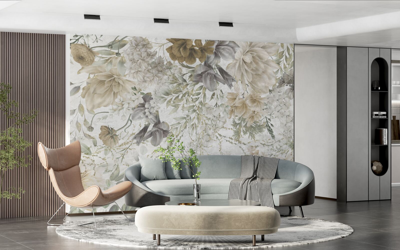 Fotobehang een concept gemaakt van herfstbladeren en bloemen