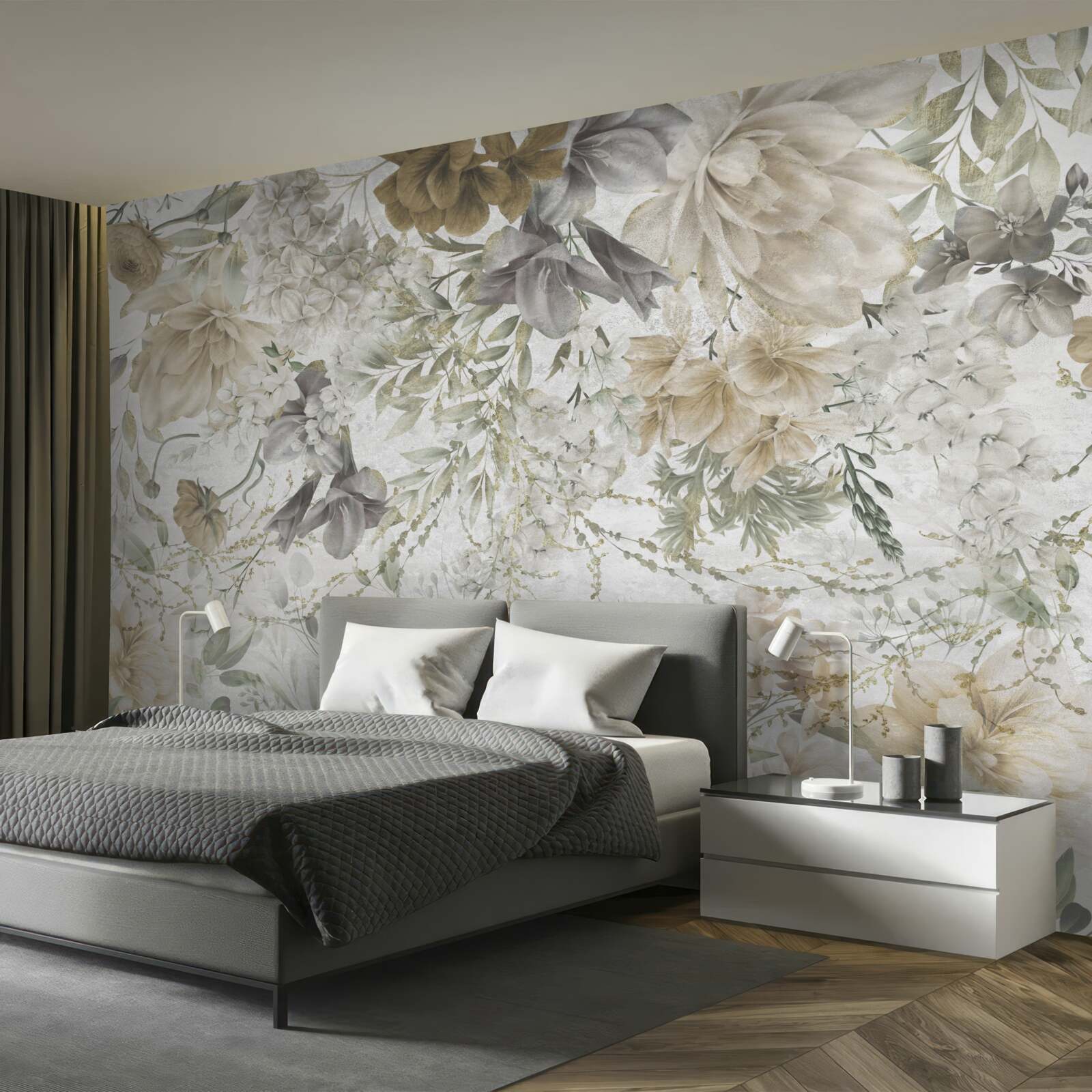 Fotobehang een concept gemaakt van herfstbladeren en bloemen