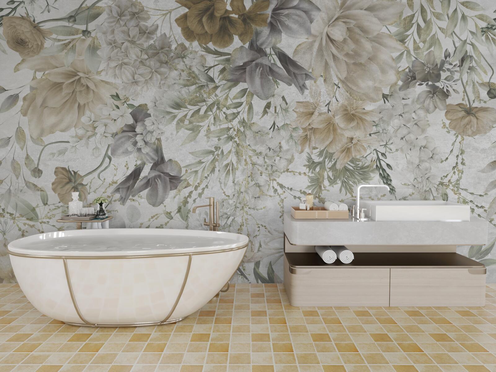 Fotobehang een concept gemaakt van herfstbladeren en bloemen