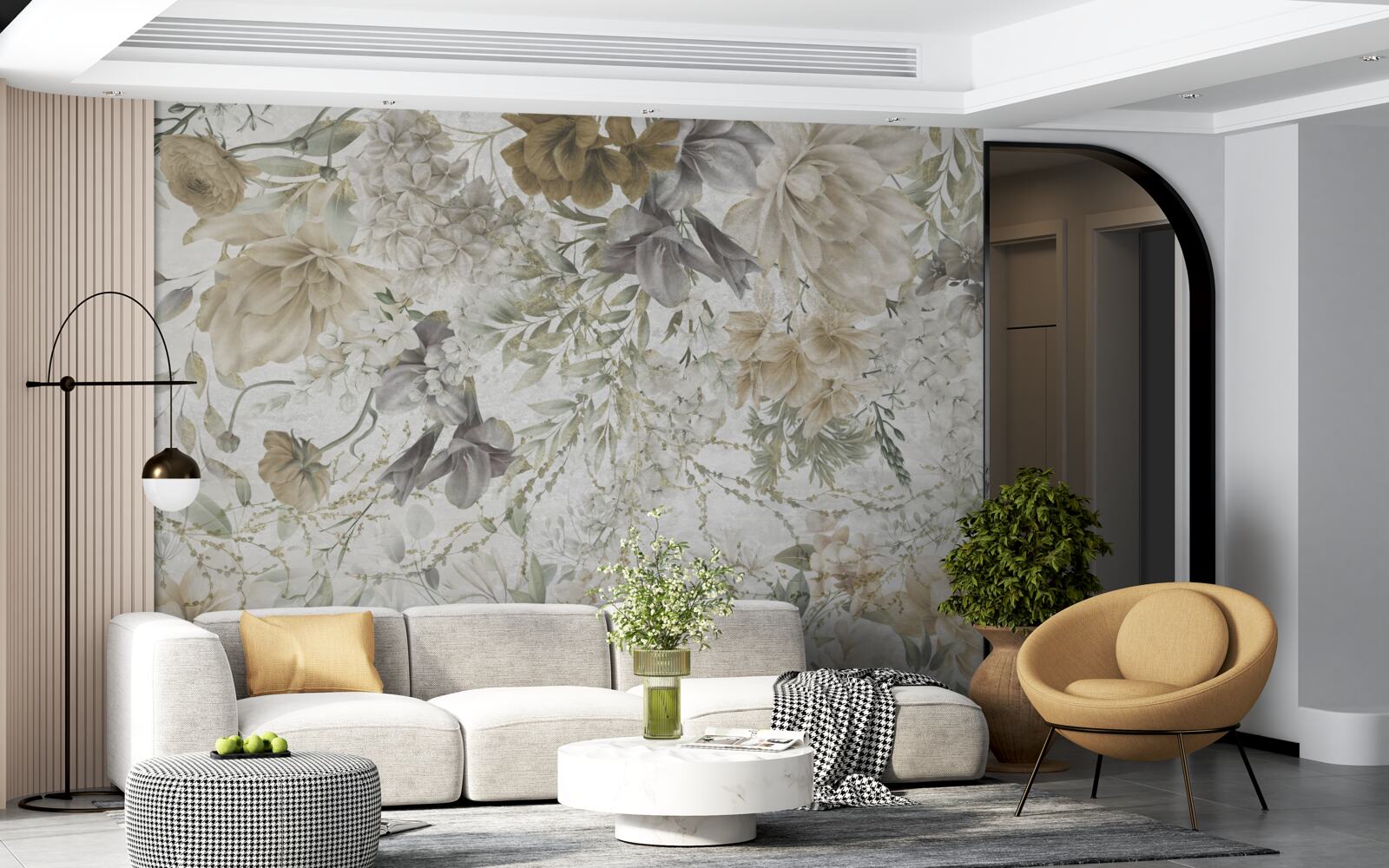 Fotobehang een concept gemaakt van herfstbladeren en bloemen