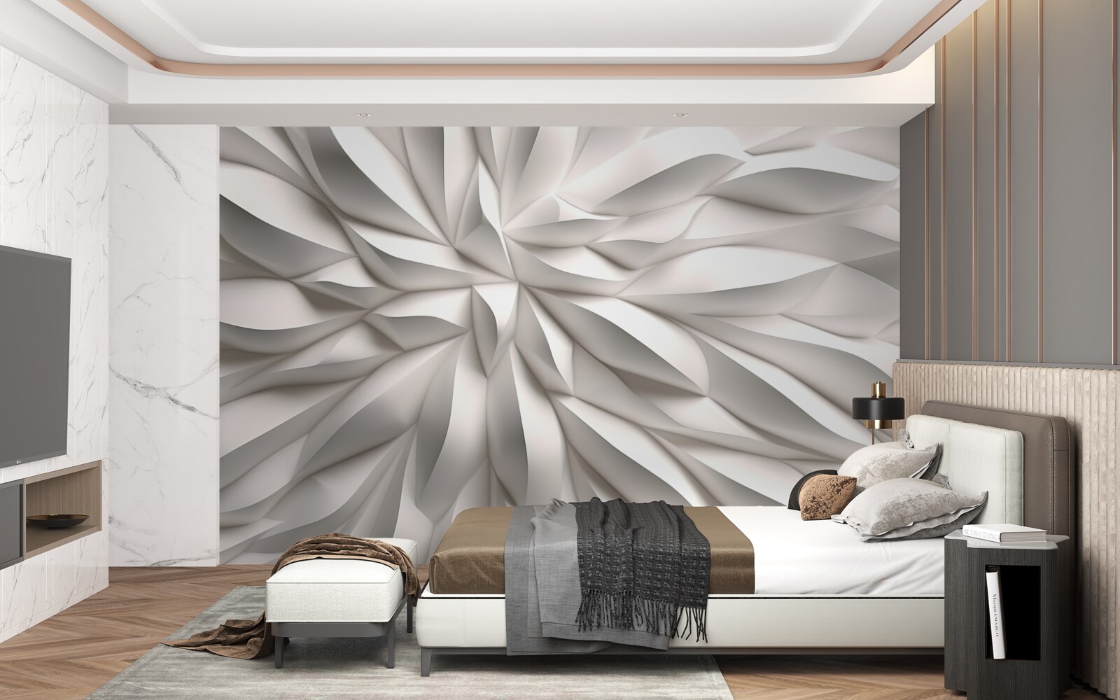 Fotobehang bloemencentrum in abstractie