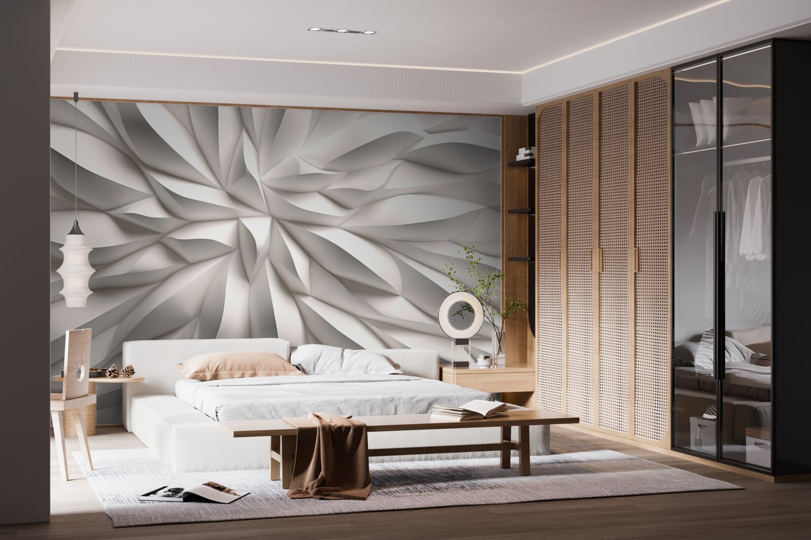 Fotobehang bloemencentrum in abstractie