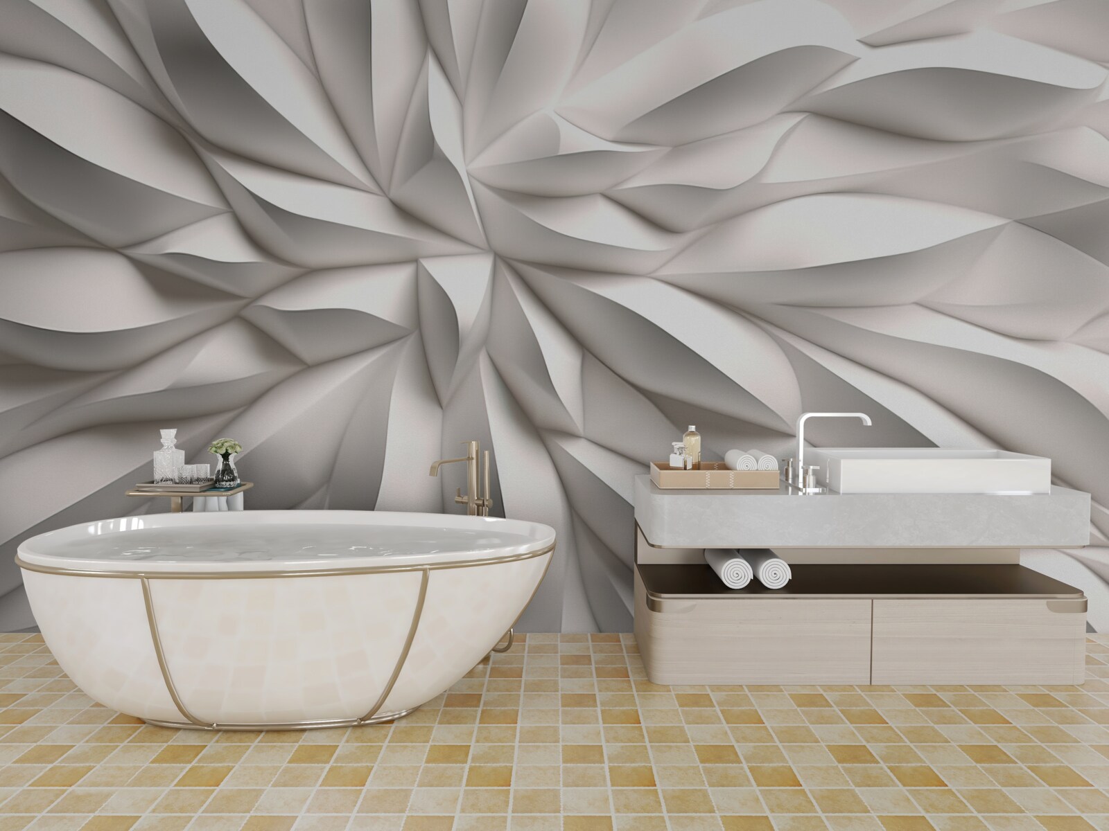 Fotobehang bloemencentrum in abstractie