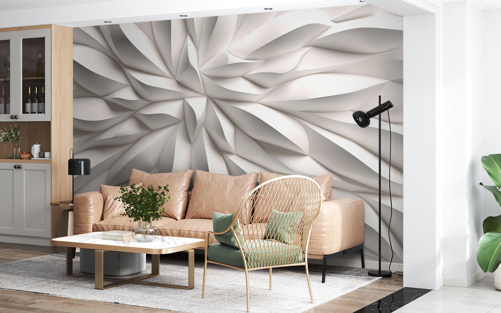 Fotobehang bloemencentrum in abstractie