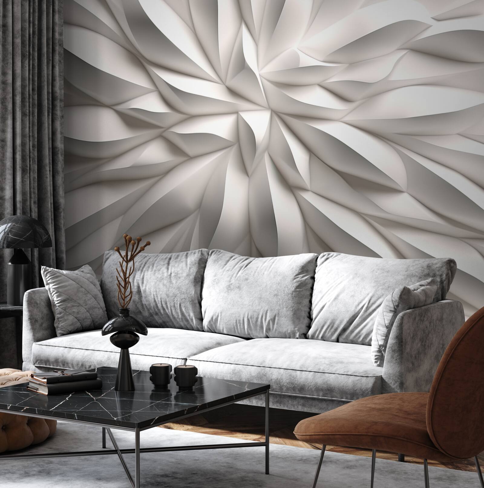 Fotobehang bloemencentrum in abstractie