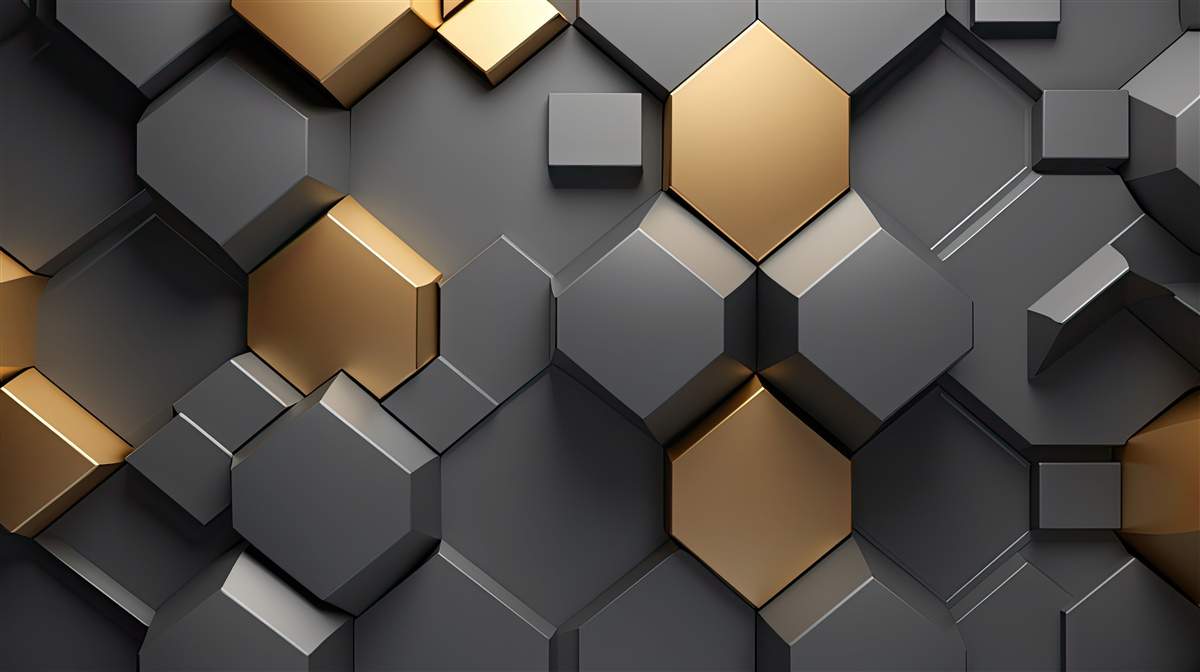 Fotobehang geometrische vormen in zwart en goud