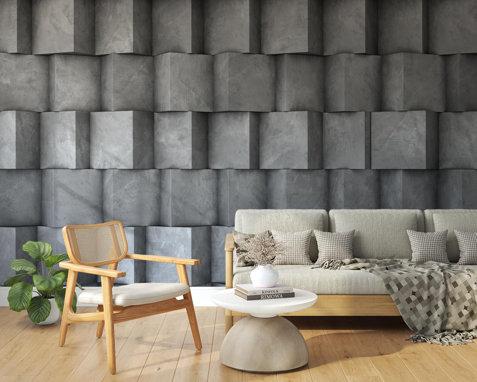 Fotobehang volumetrische vierkanten in verschillende richtingen