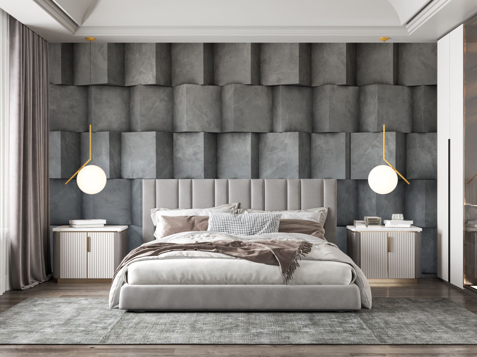 Fotobehang volumetrische vierkanten in verschillende richtingen