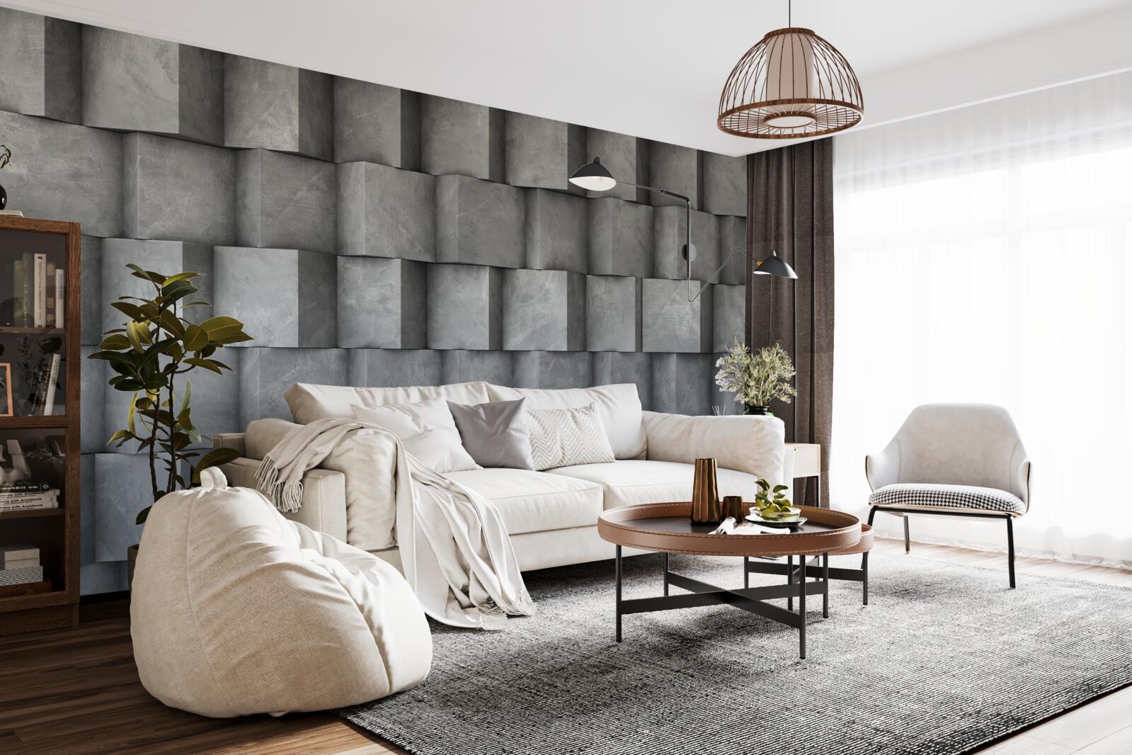 Fotobehang volumetrische vierkanten in verschillende richtingen