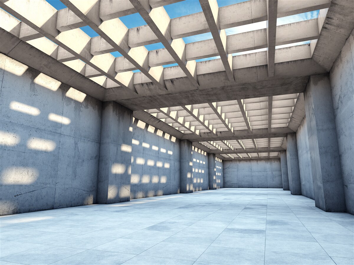 Fotobehang lichte hal met transparant houten plafond