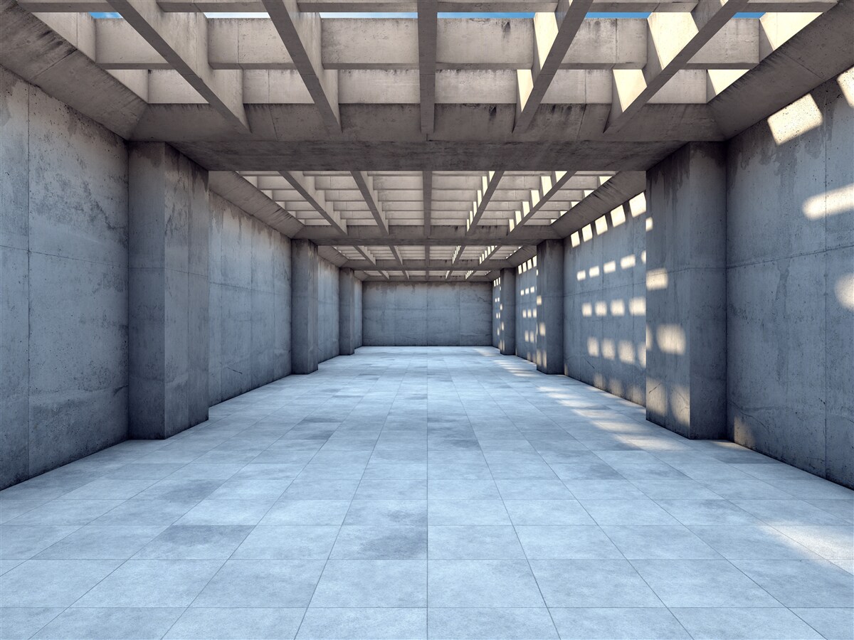 Fotobehang helder verlichte gang met een plafond bedekt met een houten rooster