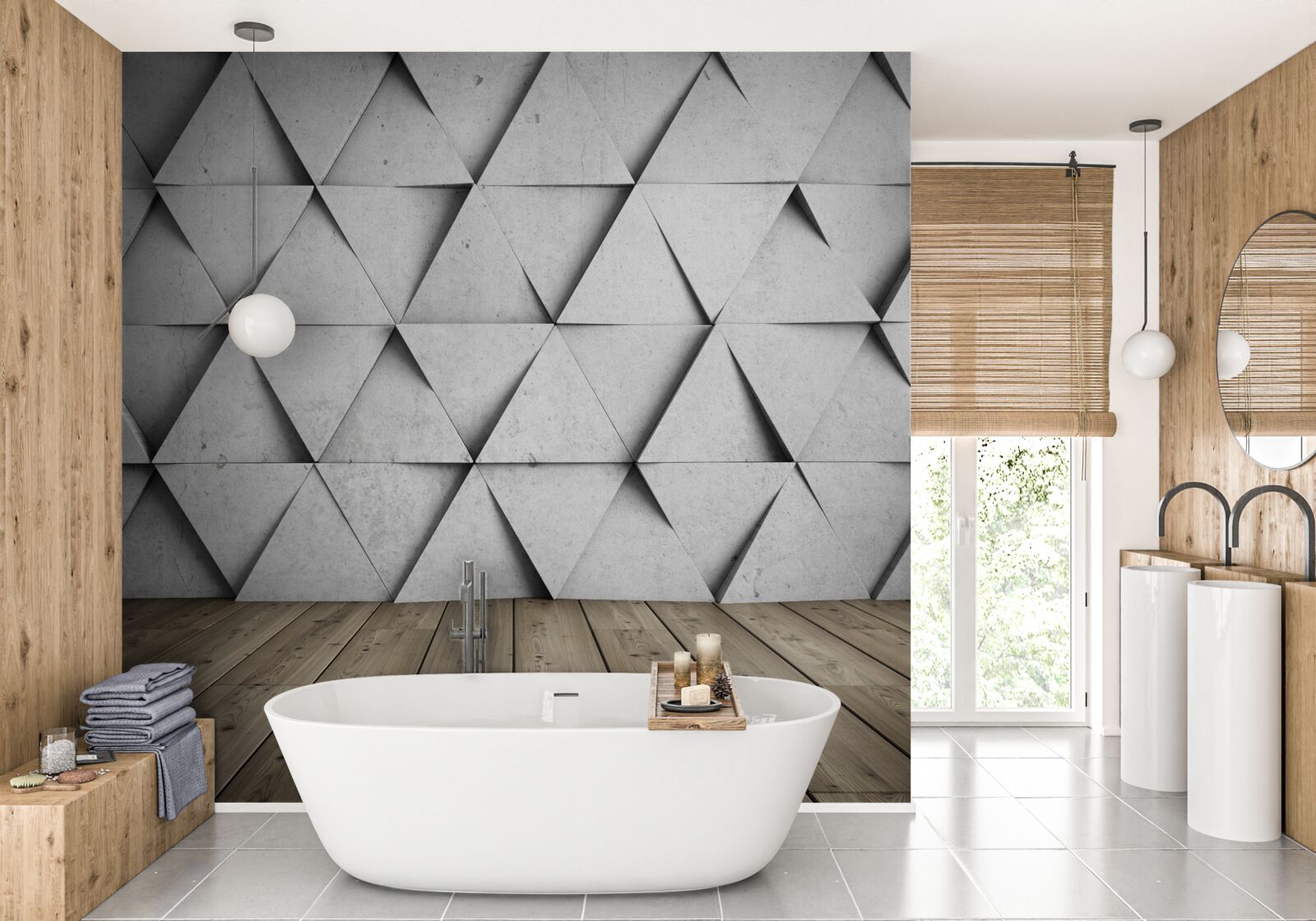 Fotobehang driedimensionale rechthoekige driehoeken